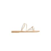 Ancient Greek Sandals Kristallprydda platina sandaler Beige, Dam