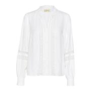 Cream Elegant vit skjortblus White, Dam