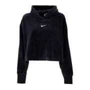 Nike Velour Cropped Hoodie Svart Black, Dam