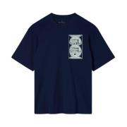 Edwin Marinblå Logo Print T-shirt Blue, Herr