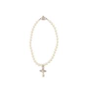 Vivienne Westwood Pärla Drop Choker Halsband - Grå Gray, Dam