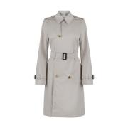 Burberry Taupe Midi Trench Coat Beige, Dam