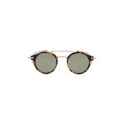 Thom Browne Grön Sköldpadda Runda Solglasögon Titan Acetat Brown, Herr