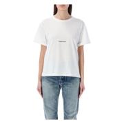 Saint Laurent Vit Logotyp T-shirt Rund Hals Korta ärmar White, Dam