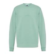 Stone Island Sweatshirt med logotyp Green, Herr