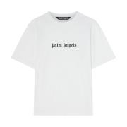 Palm Angels Logo Print Crew Neck T-shirts White, Herr