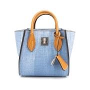 Ermanno Scervino Jeansmotiv Läder Väska med Hänglås Blue, Dam