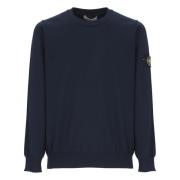 Stone Island Blå Bomullströja med Logopatch Blue, Herr