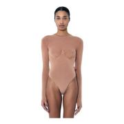 Diesel Bomullsbody med Inbyggd Stöd Beige, Dam