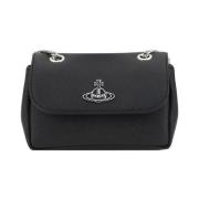 Vivienne Westwood Orb Plaque Kedja Axelväska Black, Dam