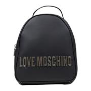 Love Moschino Svart Tryckt Ryggsäck med Dragkedja Black, Dam