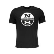 North Sails Svart Bomull T-shirt med Tryck Logo Black, Herr