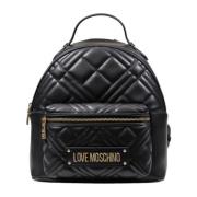 Love Moschino Svart ryggsäck med dragkedja och dragkedjefickor Black, ...