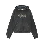 Msgm Hoodie med nitar och oversize passform Gray, Dam