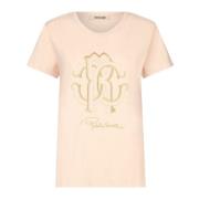 Roberto Cavalli RC Monogram Glitter T-shirt Pink, Dam