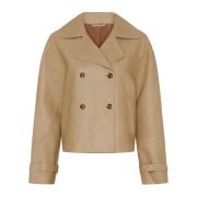 Btfcph Kort läder trenchcoat Latte Beige, Dam