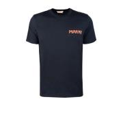 Marni Svart ekologisk bomull T-shirt med rund hals Black, Herr