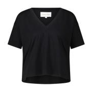 Loulou Studio Klassisk V-ringad T-shirt Black, Dam