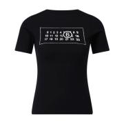 Maison Margiela Logo-Print T-shirt, Klassisk Stil Black, Dam