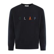 Olaf Hussein Broderad Crewneck Tröja Blue, Herr