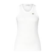 Lacoste Ribbstickad tanktopp för ultimat komfort White, Dam