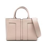 Elisabetta Franchi Beige Toteväska med Avtagbar Rem Beige, Dam