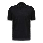 Roberto Collina Linnepolo Regular-Fit Made in Italy Black, Herr