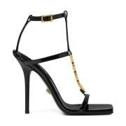 Versace Svart Stilettklack Öppen Tå Sandal Black, Dam