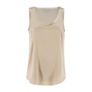 Brunello Cucinelli Silkesatin Top med Raffinerad Attityd Beige, Dam