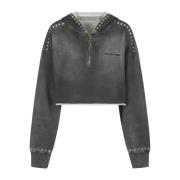 Golden Goose Journey Cropped Zipped Hoodie Gray, Dam