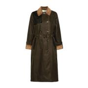 Barbour Grön Coated Bomull Trench Coat Green, Dam