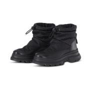 Hugo Boss Signatur Material-Mix Boots med Monogramdetaljer Black, Dam