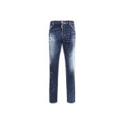 Dsquared2 Vintage Straight Jeans med läderdetaljer Blue, Herr