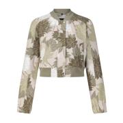 Marc Cain Blommig Blouson Jacka Beige, Dam