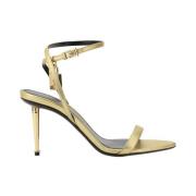 Tom Ford Stiletto Heel Läder Padlock Sandaler Yellow, Dam