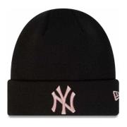 New Era Svart Yankees Cuff Beanie Mössa Black, Dam