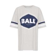 Ball Sportig Oversize Tee med Randiga Ärmar Gray, Dam