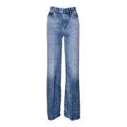 Dondup Dam Wide Leg Jeans. Hög midja. Lättviktsmaterial. Blue, Dam