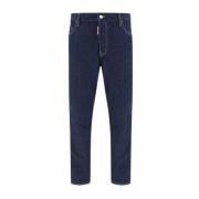 Dsquared2 Läder Patch Straight Fit Jeans Blue, Herr