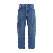 Off White Cargo Jeans med sidofickor Blue, Herr