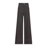 Brunello Cucinelli Brun Denim Wide Leg Byxor Brown, Dam