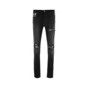 Amiri Svarta Rutigt Stretch Denim Jeans Black, Herr