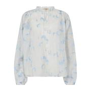 MOS MOSH Feminin Vit Blus med Volang White, Dam