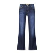 Cambio Elegant Straight-Cut Jeans med Guld Detalj Blue, Dam