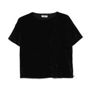 Herno Crewneck Chenille T-Shirt Black, Dam