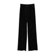 Herno Chenille Wide Leg Trousers Black, Dam