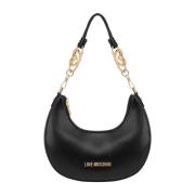 Love Moschino Svart Jewel Hobo Väska med Guld Accents Black, Dam