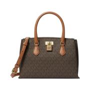 Michael Kors Satchel Canvas Handbag Brown, Dam