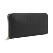 Calvin Klein Snygg Dragkedja Solid Plånbok Black, Dam