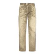 Balmain Washed Straight-Leg Jeans Beige, Herr